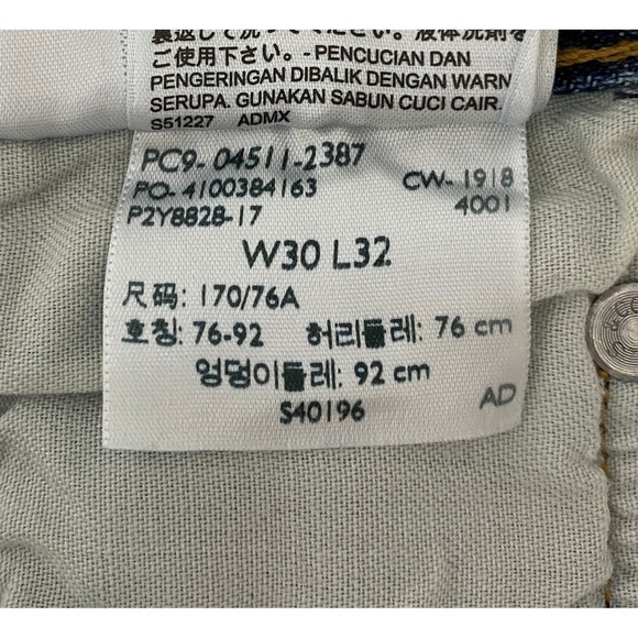 Levis 511 Distressed Jeans Mens‎ 30×32 Blue Slim Skater Whiskers Ripped Knee - Picture 4 of 10